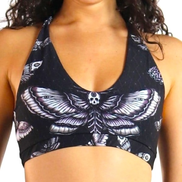 Yoga Democracy Other - Yoga Democracy Mystique Bra in Rebirth Skulls and Butterflies Size Medium